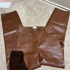 Aritzia Winifred leather pants in brown